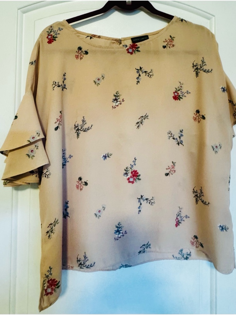 Lightweight Floral Ruffle Sleeve Top - Pink